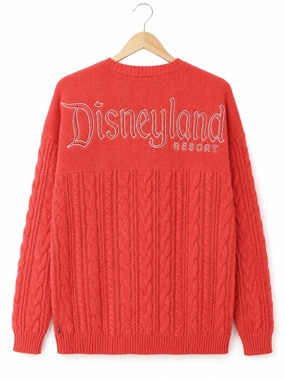 Disney Parks Disneyland Resort Cable Knit Red Spirit Jersey Sweater Adult XXL